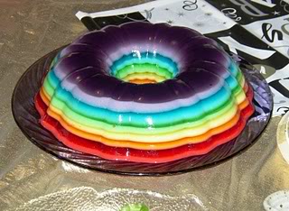 Rainbow colored Jello mold